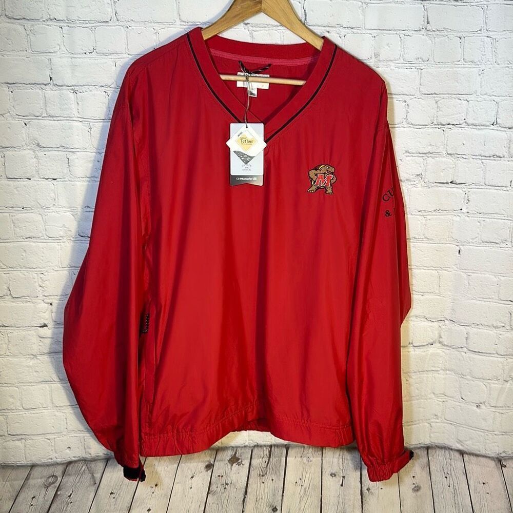 Cutter Buck Jacket Large Maryland Terrapins Terps Windbreaker Pullover Coat‎ New